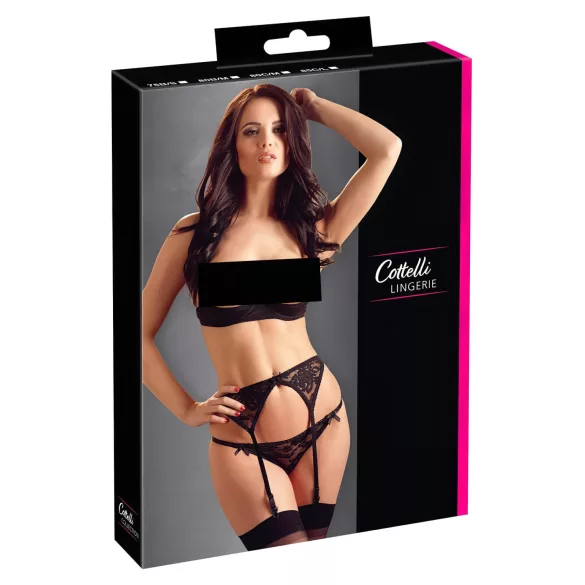 Cottelli - zestaw erotyczny - 3 elementy - czarny - 85C/L