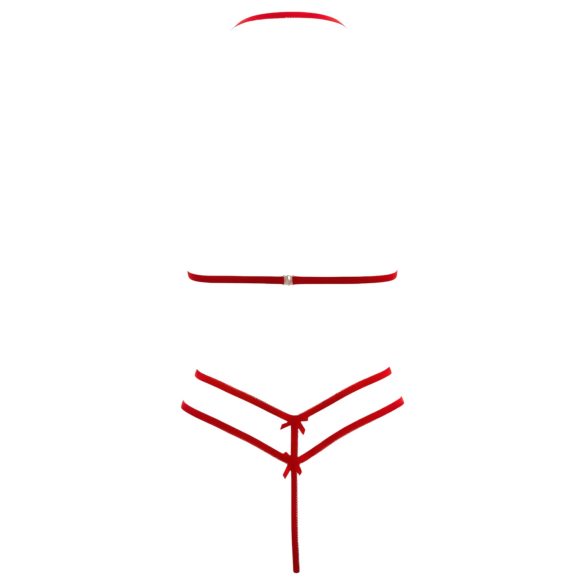 Cottelli - komplet bielizny z otwartym, koronkowym biustonoszem - czerwony - M