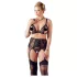 Cottelli Plus Size - komplet bielizny erotycznej - koronka - czarny - XXXXL
