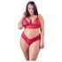 Cottelli Plus Size - miękki koronkowy zestaw biustonoszy (czerwony)