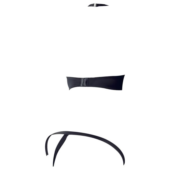 Cottelli - komplet bielizny z metalowymi pierścieniami - czarny - 80B/M