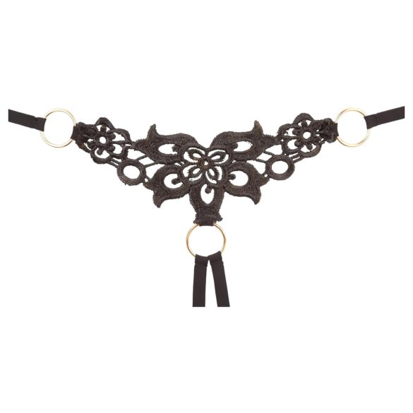 Cottelli - komplet bielizny z haftem i połyskiem - czarny