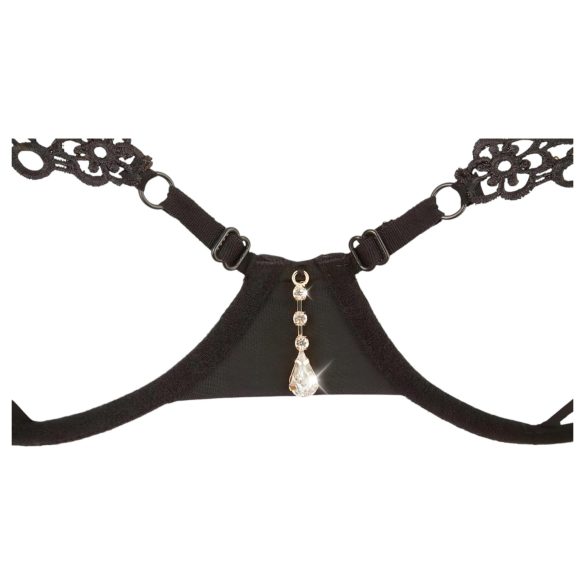 Cottelli - komplet bielizny z haftem i połyskiem - czarny