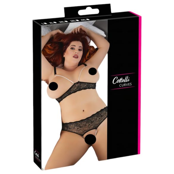 Cottelli Plus Size - perłowy biustonosz (czarny) - 2XL