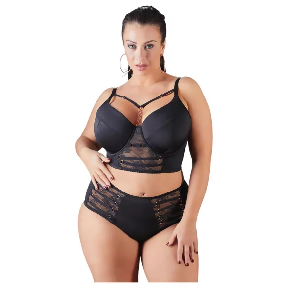 Cottelli Plus Size - koronkowy biustonosz z ramiączkami (czarny)