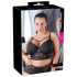 Cottelli Plus Size - koronkowy biustonosz z paskami (czarny) - 95E