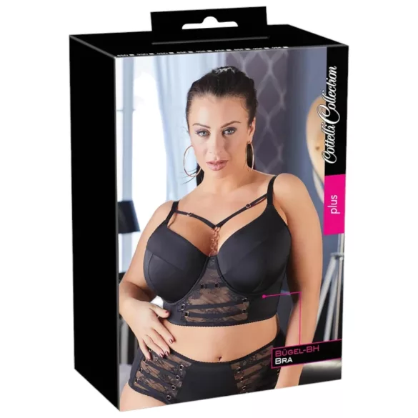 Cottelli Plus Size - koronkowy biustonosz z ramiączkami (czarny) - 95F