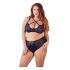 Cottelli Plus Size - Biustonosz i majtki z krzyżowymi paskami (czarne)