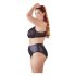 Cottelli Plus Size - Biustonosz i majtki z krzyżowymi paskami (czarne)