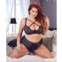 Cottelli Plus Size - Biustonosz i majtki z krzyżowymi paskami (czarne)