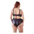 Cottelli Plus Size - Biustonosz i majtki z krzyżowymi paskami (czarne)