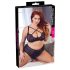 Cottelli Plus Size - Biustonosz i majtki z krzyżowymi paskami (czarne)