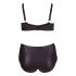 Cottelli Plus Size - Biustonosz i majtki z krzyżowymi paskami (czarne) - 85E/L