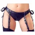 Cottelli Bondage - biustonosz push-up z kajdankami - błyszczący czarny - XL