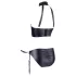 Cottelli Bondage - biustonosz push-up z kajdankami - błyszczący czarny - XL