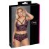 Cottelli Plus Size - kwiatowy zestaw biustonoszy (czarno-fioletowy)