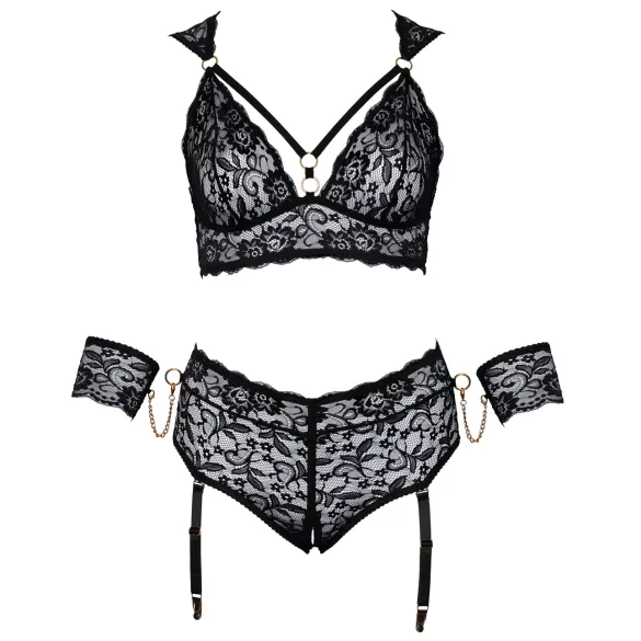 Cottelli Bondage Plus Size - koronkowy zestaw biustonoszy (czarny)