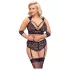 Cottelli Bondage Plus Size - koronkowy zestaw biustonoszy (czarny) - 3XL
