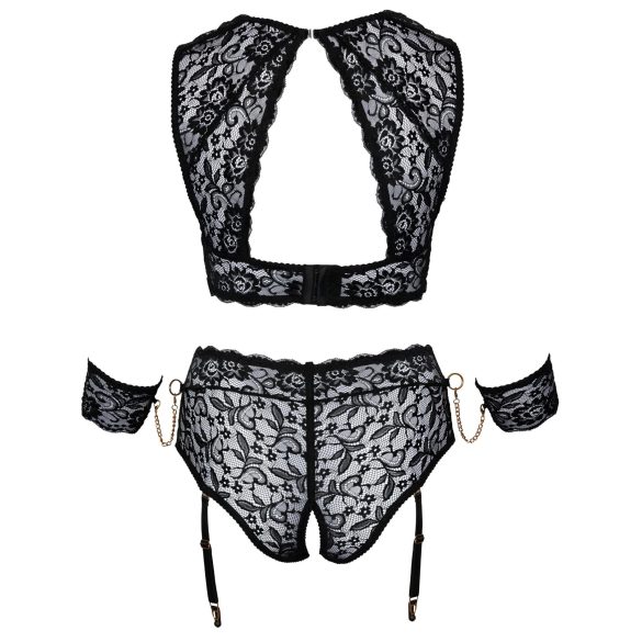 Cottelli Bondage Plus Size - koronkowy zestaw biustonoszy (czarny) - 3XL