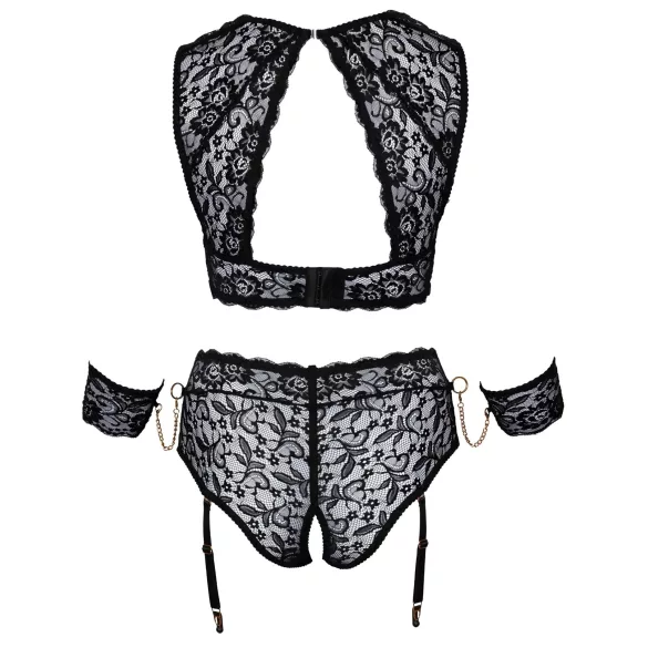 Cottelli Bondage Plus Size - koronkowy zestaw biustonoszy (czarny) - 4XL