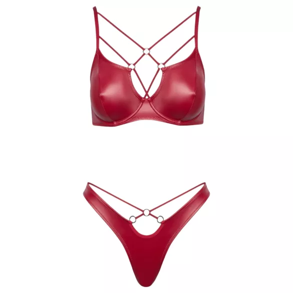 Cottelli Party - komplet bielizny błyszczący - czerwony - 80B/M