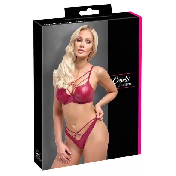 Cottelli Party - komplet bielizny błyszczący - czerwony - 85B/L