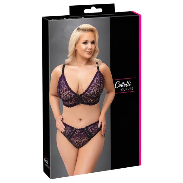 Cottelli Plus Size - przezroczysty zestaw biustonoszy (fioletowy) - 2XL