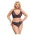 Cottelli Plus Size - prześwitujący wzorzysty zestaw biustonoszy (fioletowy) - 2XL