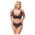 Cottelli Plus Size - prześwitujący wzorzysty zestaw biustonoszy (fioletowy) - 2XL