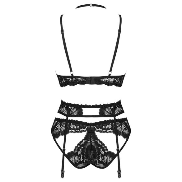 Obsessive Alessya - koronkowy komplet bielizny (czarny) - M/L