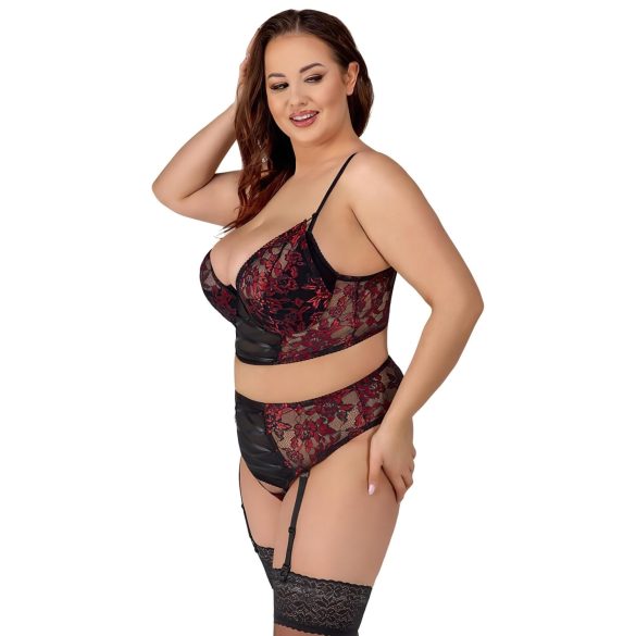 Cottelli Plus Size - komplet bielizny - biustonosz i figi - czerwony