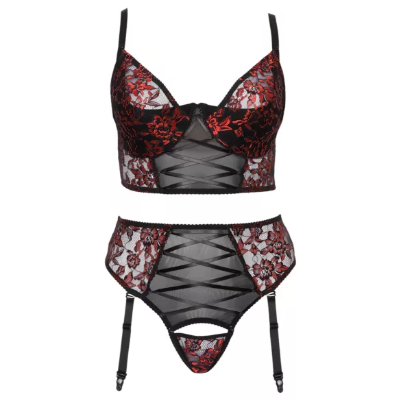 Cottelli Plus Size - komplet bielizny - biustonosz i figi - czerwony