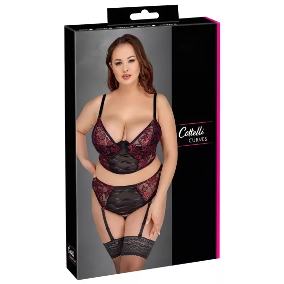 Cottelli Plus Size - komplet bielizny - biustonosz i figi - czerwony