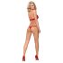 Obsessive 838-SET-3 - koronkowy stanik z paskami (czerwony zestaw)