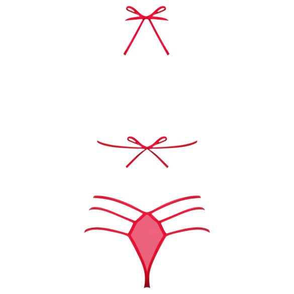 Obsessive - komplet bielizny z kokardą - czerwony