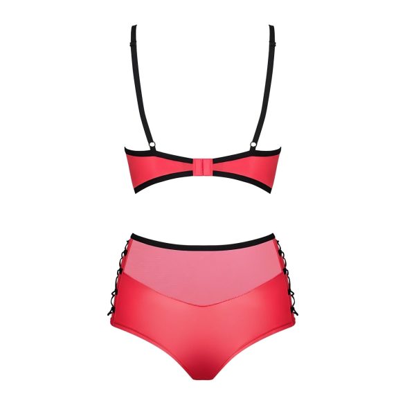 Obsessive Leatheria - skórzany zestaw biustonoszy (czerwony) - S/M