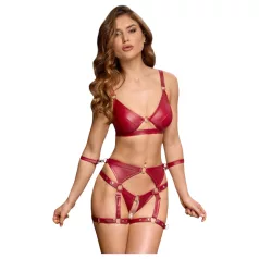 Cottelli Bondage - lśniący stanik i kajdanki (czerwony)