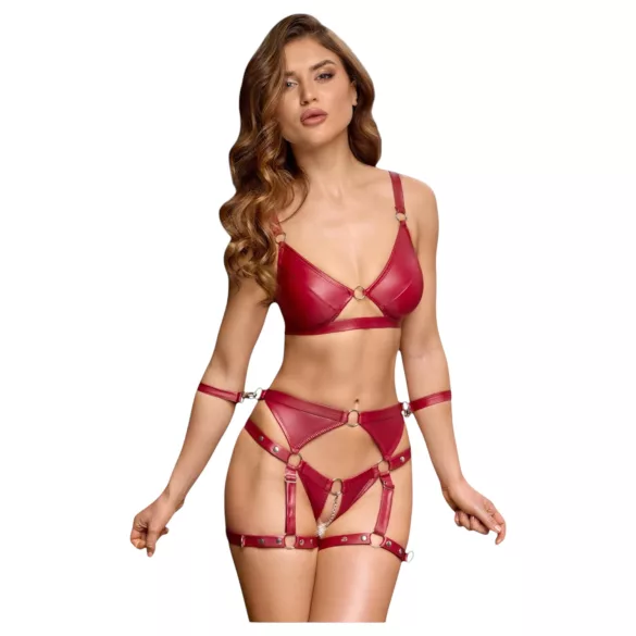 Cottelli Bondage - lśniący stanik i kajdanki (czerwony) - L