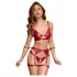 Cottelli Bondage - lśniący stanik i kajdanki (czerwony) - XL
