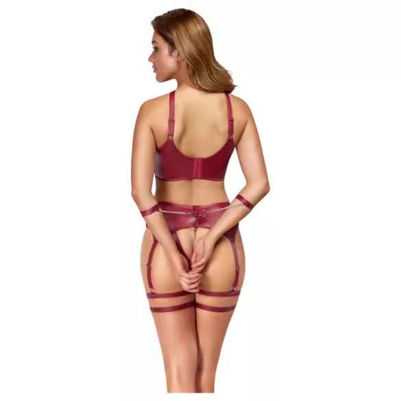 Cottelli Bondage - zestaw bielizny z biustonoszem na krzyż - czerwony
