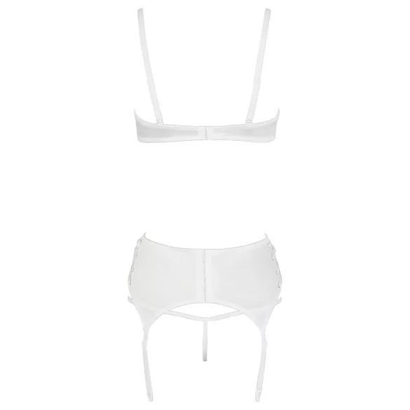 Cottelli - biustonosz typu open bra z koronką i sznurowaniem - biały - 80B/M