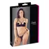 Cottelli - biustonosz z paskami i pierścieniami - tanga - czarny - 85C/L