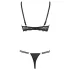 Cottelli - biustonosz z paskami i pierścieniami - tanga - czarny - 85C/L