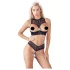 Cottelli - komplet bielizny z otwartym biustonoszem - czarny - 80B/M
