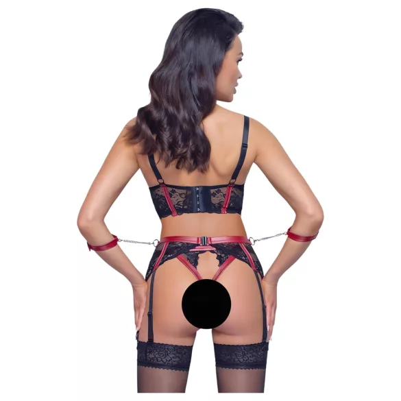 Cottelli Bondage - Matowy, koronkowy biustonosz typu push-up (czerwony) - XL