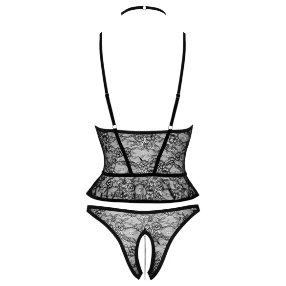 Abierta Fina - otwarte stringi i gorset (czarny)