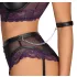 Cottelli Bondage - zestaw biustonosza i kajdanek na ręce (czarno‑fioletowy) - M