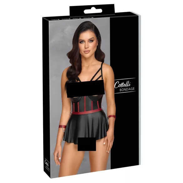 Cottelli Bondage - zestaw erotyczny z kajdankami - błyszczący - czarny - 80B/M