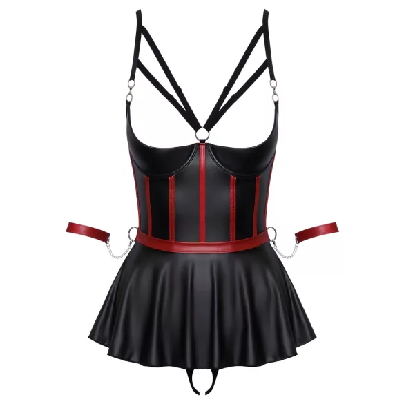 Cottelli Bondage - błyszczący zestaw i kajdanki na ręce (czarne) - 85B/L