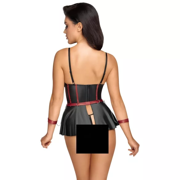 Cottelli Bondage - zestaw erotyczny z kajdankami - błyszczący - czarny - 85B/L